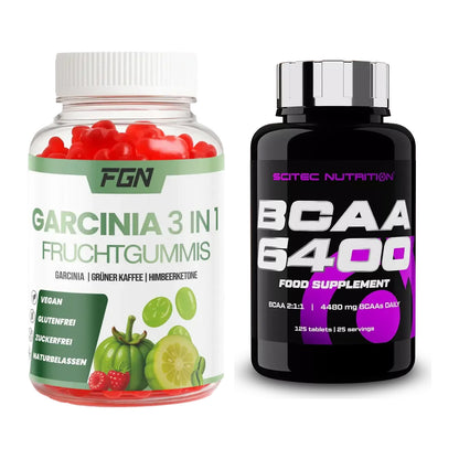 Trainings-Set: FGN Garcinia 60 Fruchtgummies + Scitec BCAA 6400 – alle enthaltenen Artikel