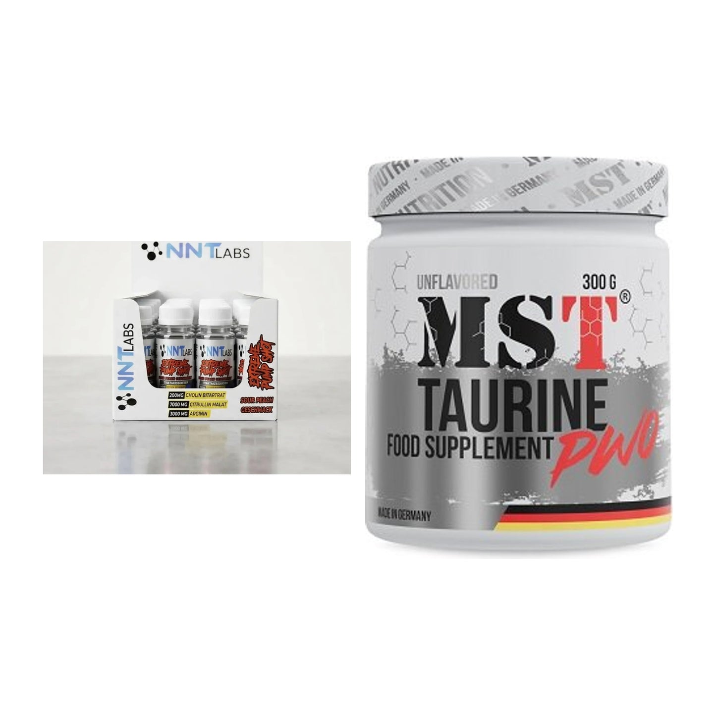 Trainings-Set: NNT Extreme Pump Shot + MST Taurine – alle enthaltenen Artikel