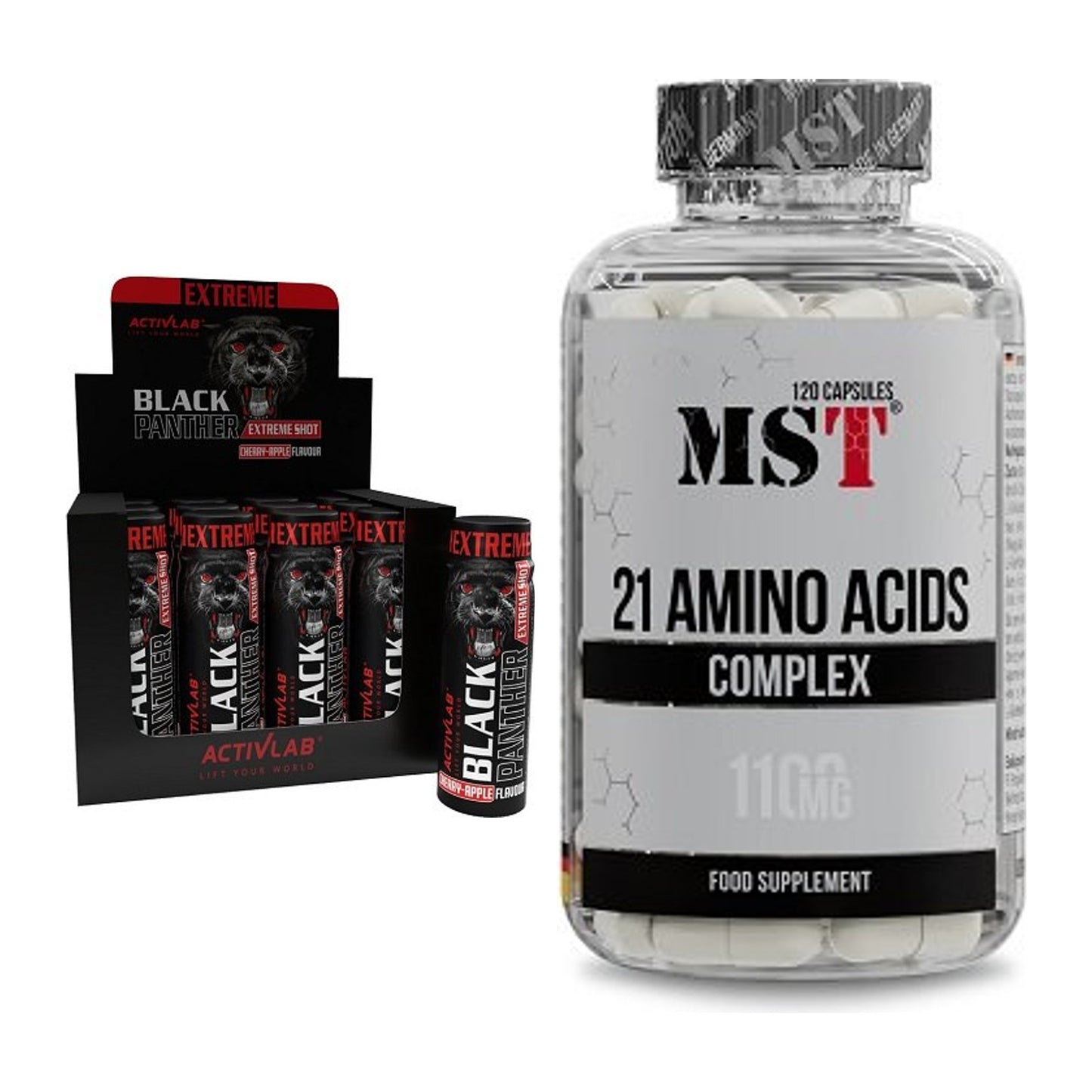 Trainings-Set: Activlab Black Panther Extreme + MST 21 Amino Acids – alle enthaltenen Artikel