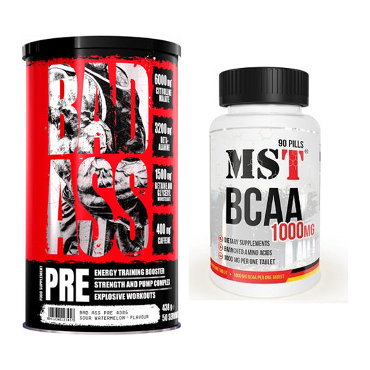 Trainings-Set: BAD ASS Pre + MST BCAA 1000 (90 Tabl.) – alle enthaltenen Artikel