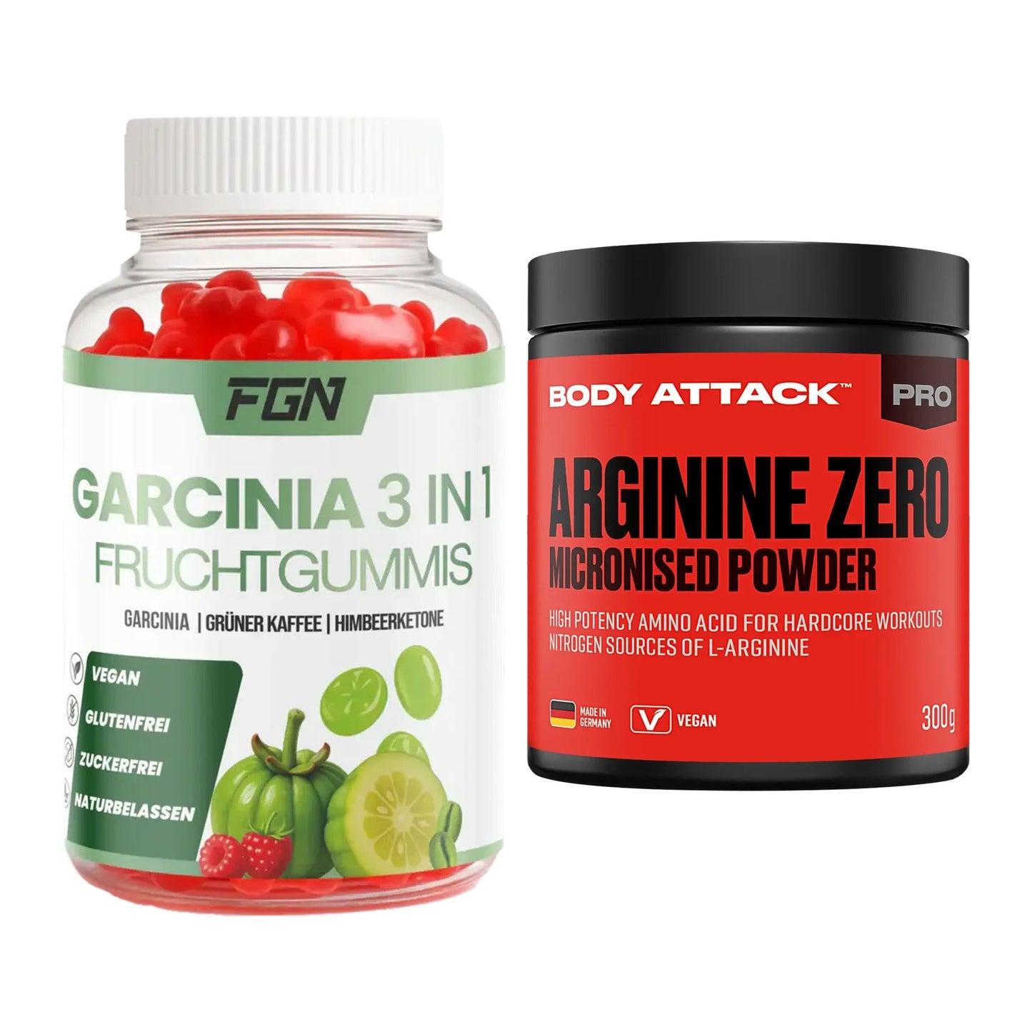 Σετ προπόνησης: FGN Garcinia 60 + Body Attack 100% Αργινίνη - περιλαμβάνονται όλα τα είδη