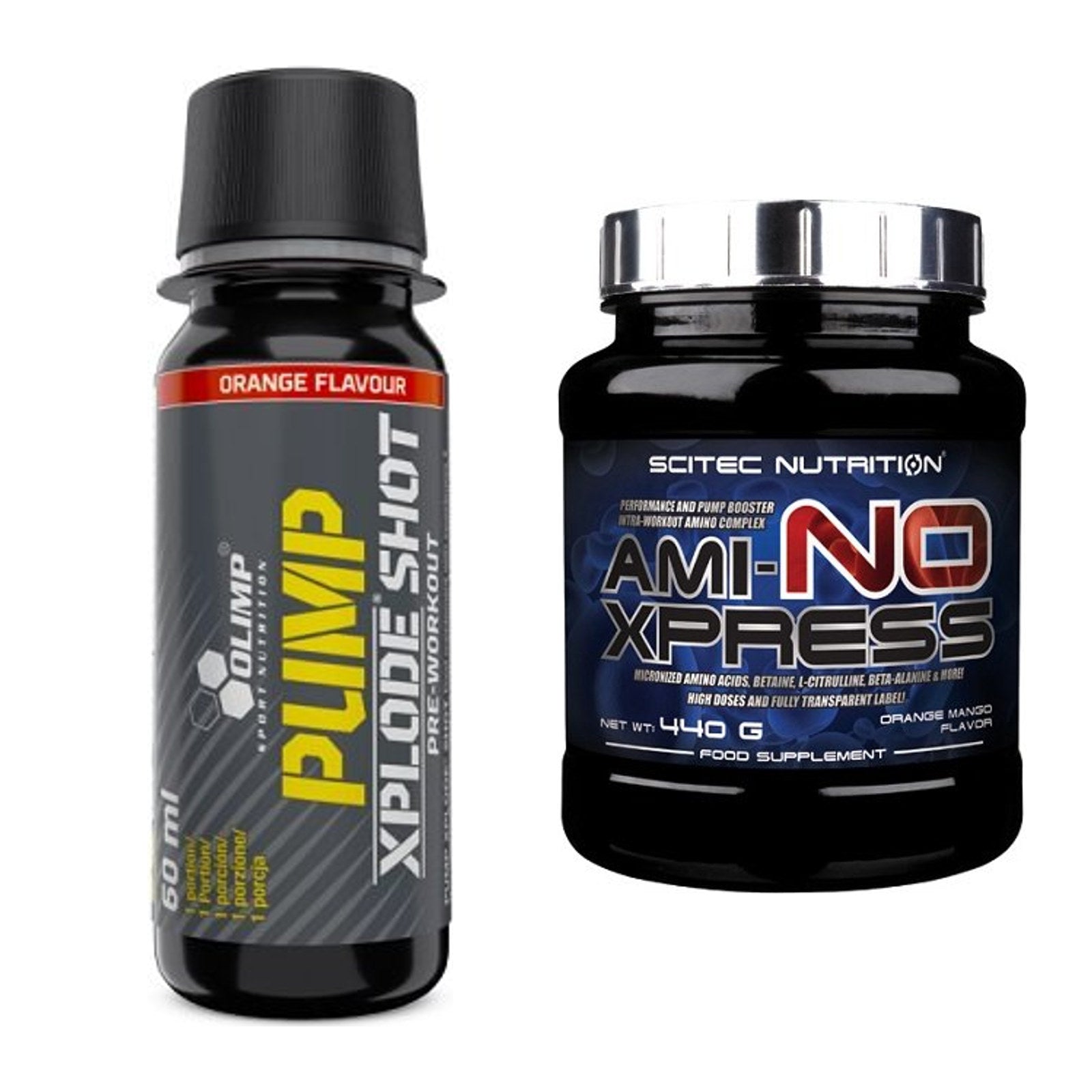 Trainings-Set: Olimp Pump Xplode Shot + Scitec Ami-NO Xpress – alle enthaltenen Artikel