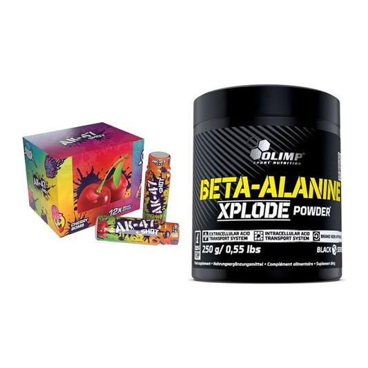 Trainings-Set: AK47 Labs AK47 Shots + Olimp Beta-Alanine Xplode Powder – alle enthaltenen Artikel