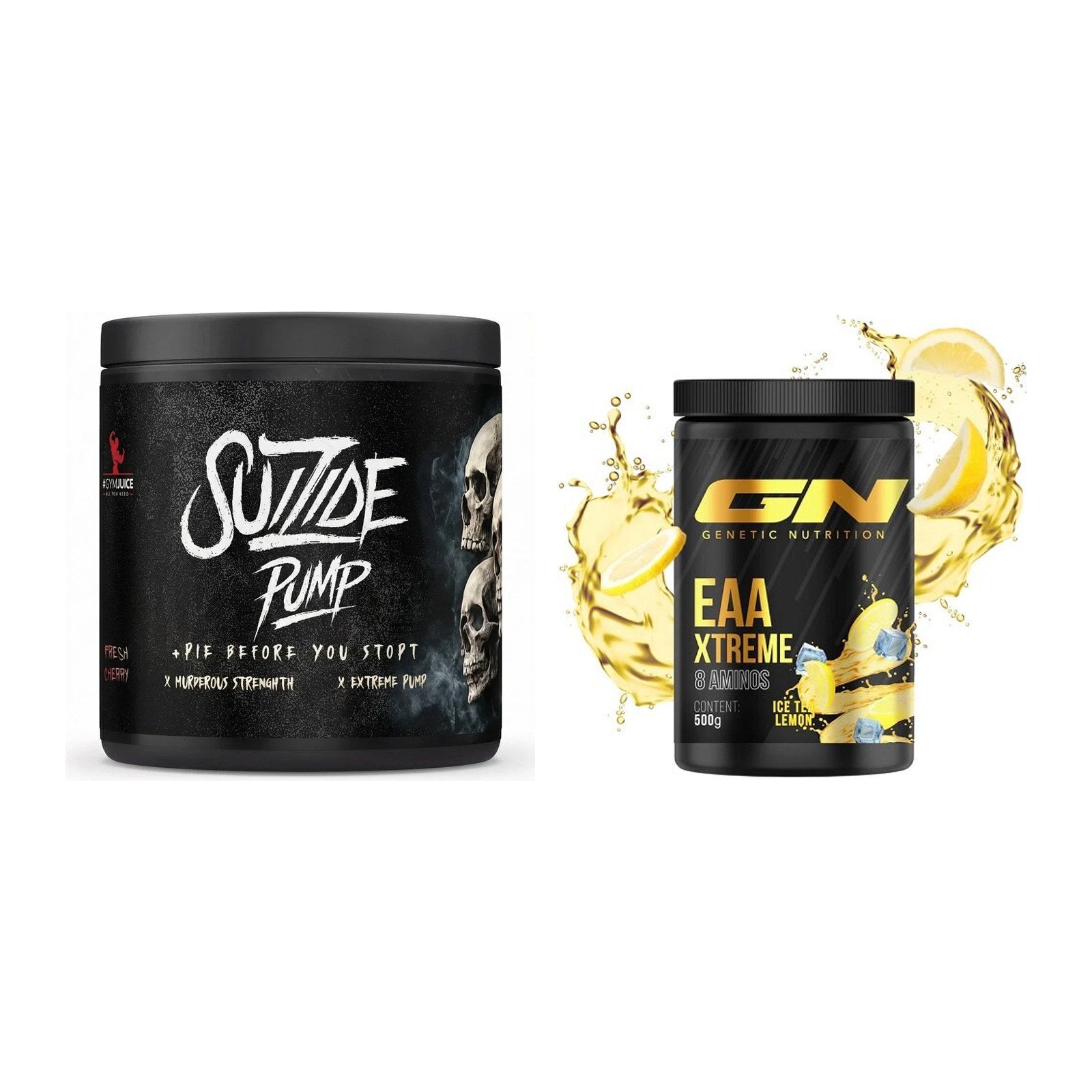 Trainings-Set: #GYMJUICE SUIZIDE PUMP + GN EAA Xtreme 500g (Verry – alle enthaltenen Artikel