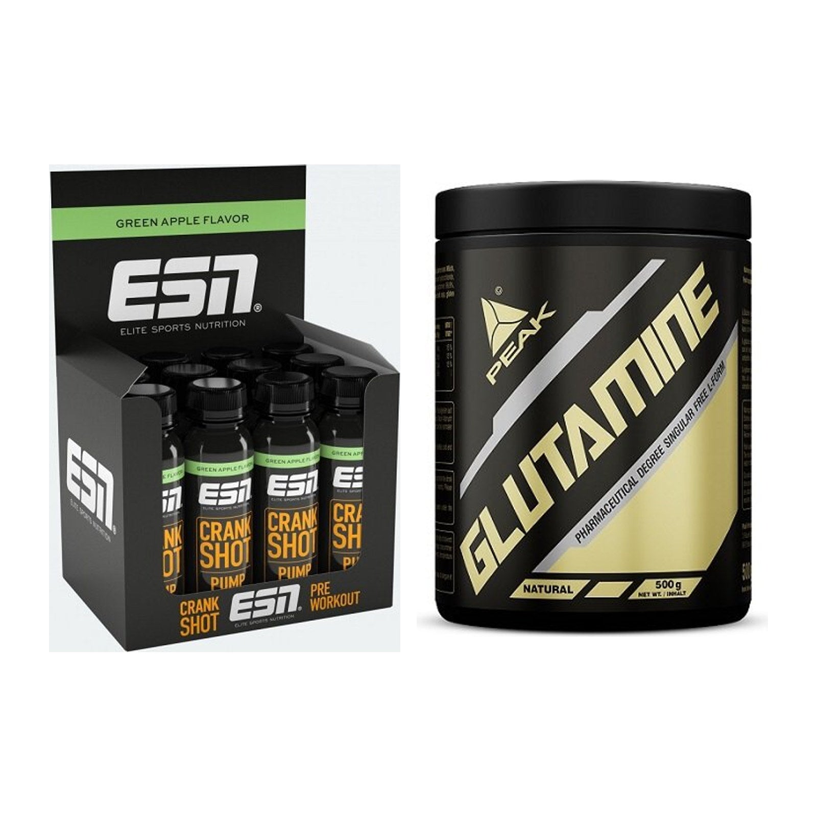 Trainings-Set: ESN Crank Pump Shot + Peak Glutamin – alle enthaltenen Artikel