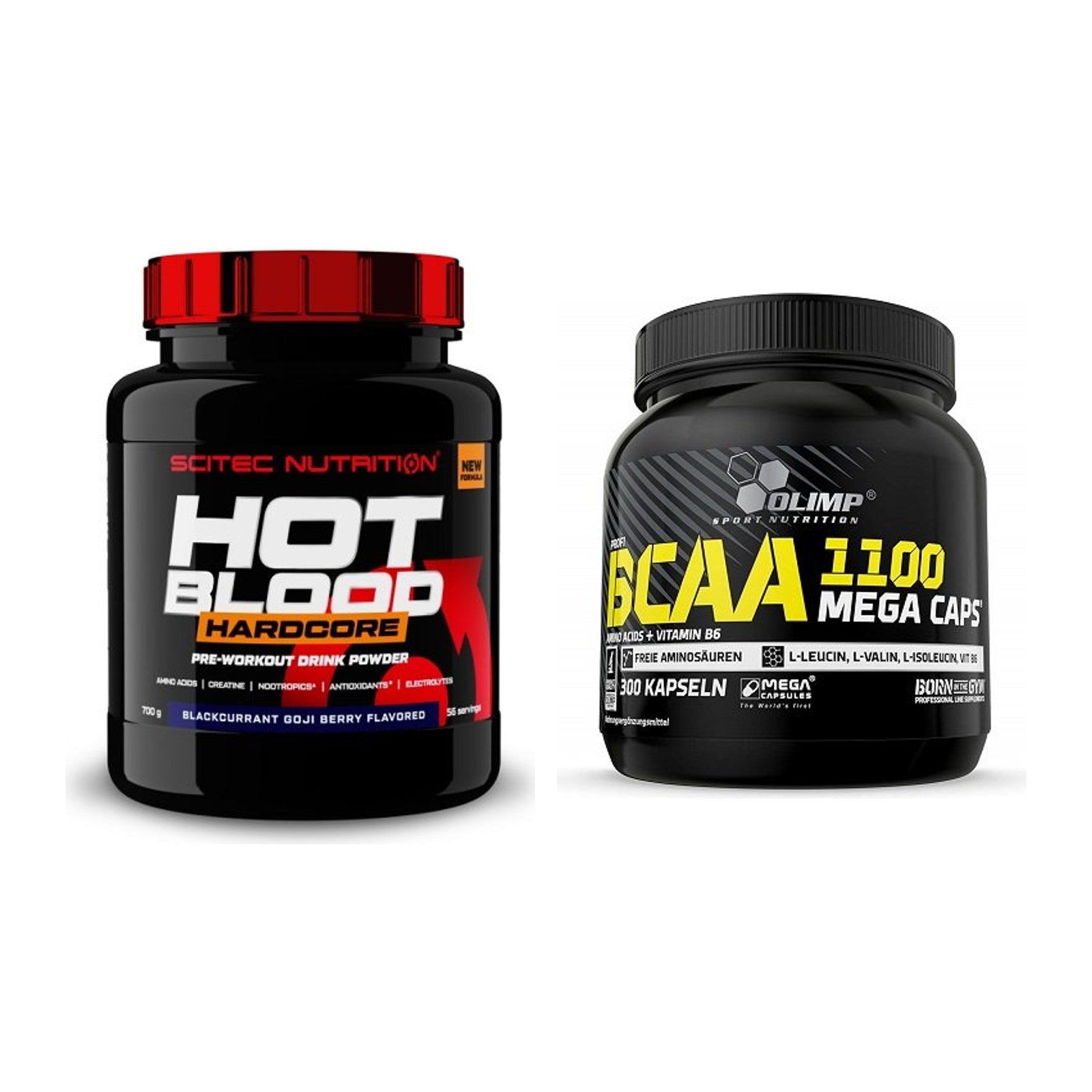 Trainings-Set: Scitec Hot Blood Hardcore + Olimp BCAA Mega Caps – alle enthaltenen Artikel