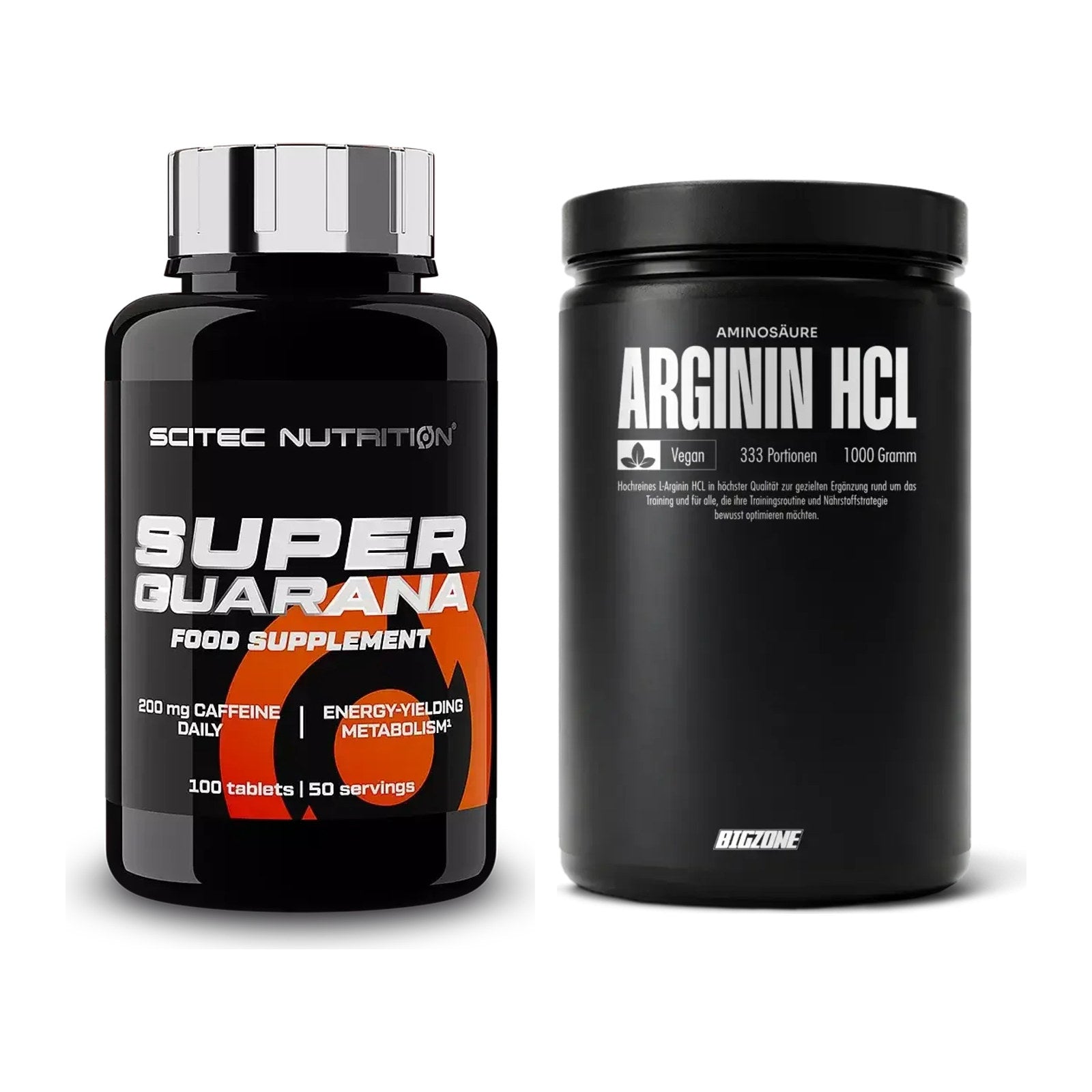 Trainings-Set: Scitec Super Guarana 100 Tabl. + Big Zone L-Arginin – alle enthaltenen Artikel