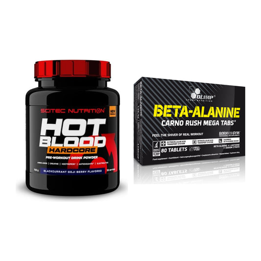 Trainings-Set: Scitec Hot Blood Hardcore + Olimp Beta-Alanin Carno – alle enthaltenen Artikel