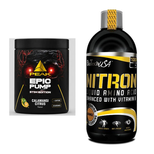 Trainings-Set: Peak Epic Pump Stim Edition + BioTech Liquid Amino – alle enthaltenen Artikel
