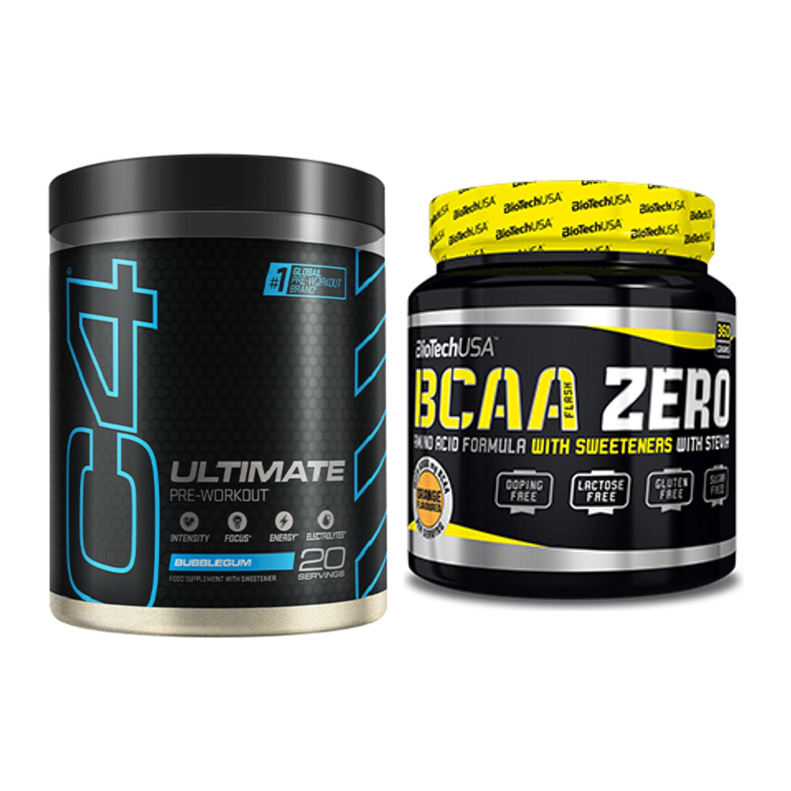 Trainings-Set: Cellucor C4 ULTIMATE 20 Serv. + BioTech BCAA Zero – alle enthaltenen Artikel