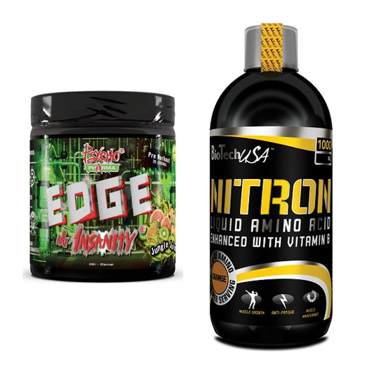 Trainings-Set: Psycho Pharma Edge of Insanity + BioTech Liquid Amino – alle enthaltenen Artikel