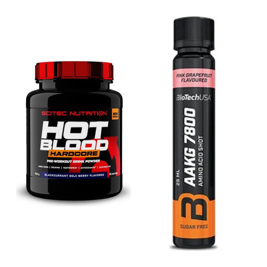 Trainings-Set: Scitec Hot Blood Hardcore + BioTech AAKG 7800 – alle enthaltenen Artikel