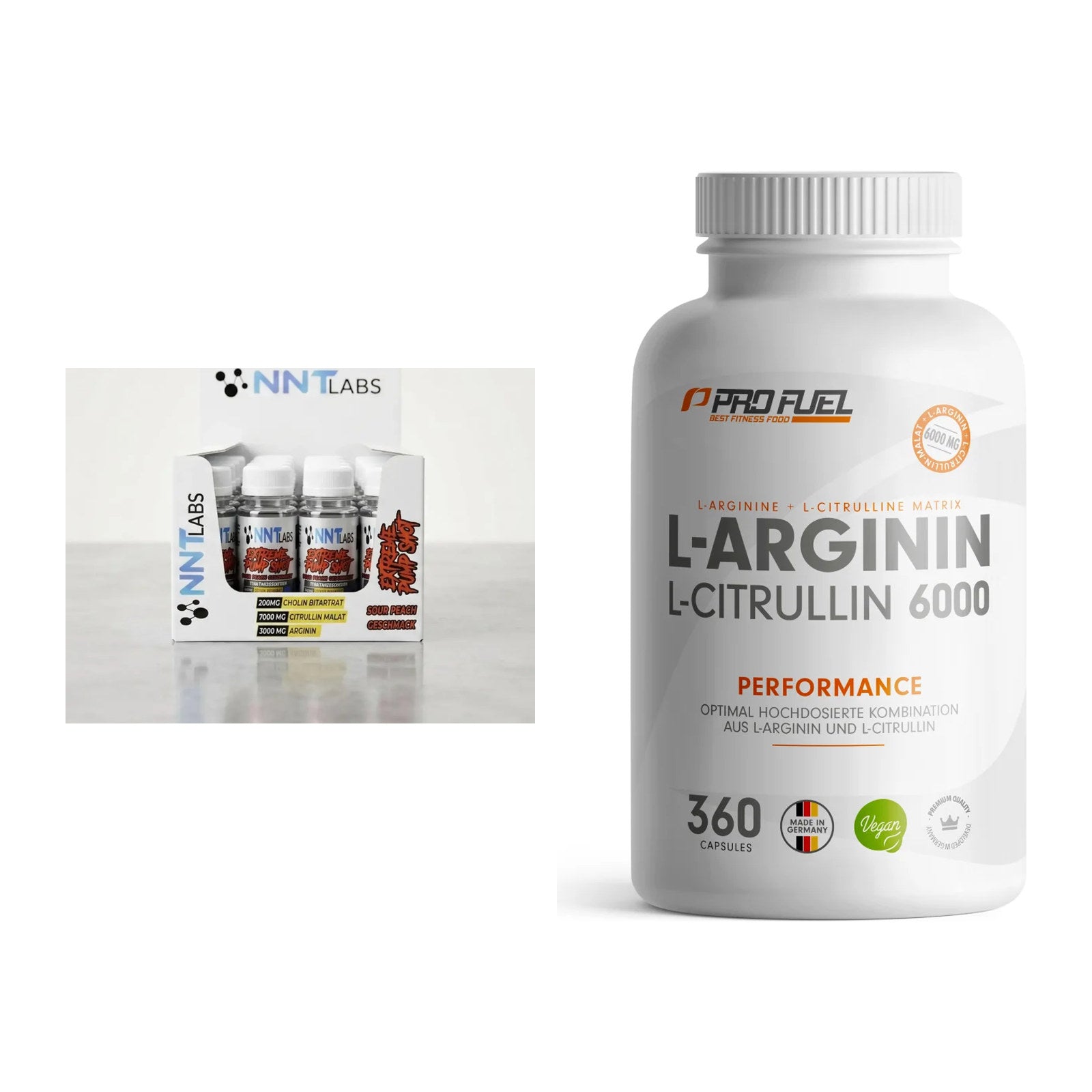 Trainings-Set: NNT Extreme Pump Shot + ProFuel L-Arginin & L-Citrullin – alle enthaltenen Artikel