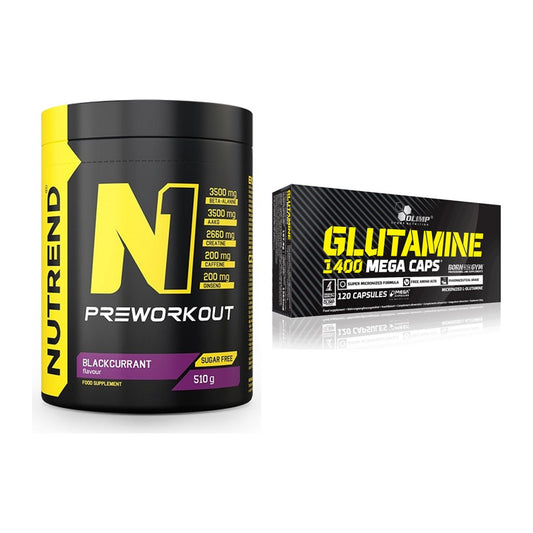 Trainings-Set: Nutrend N1 Preworkout + Olimp L-Glutamine Mega Caps – alle enthaltenen Artikel