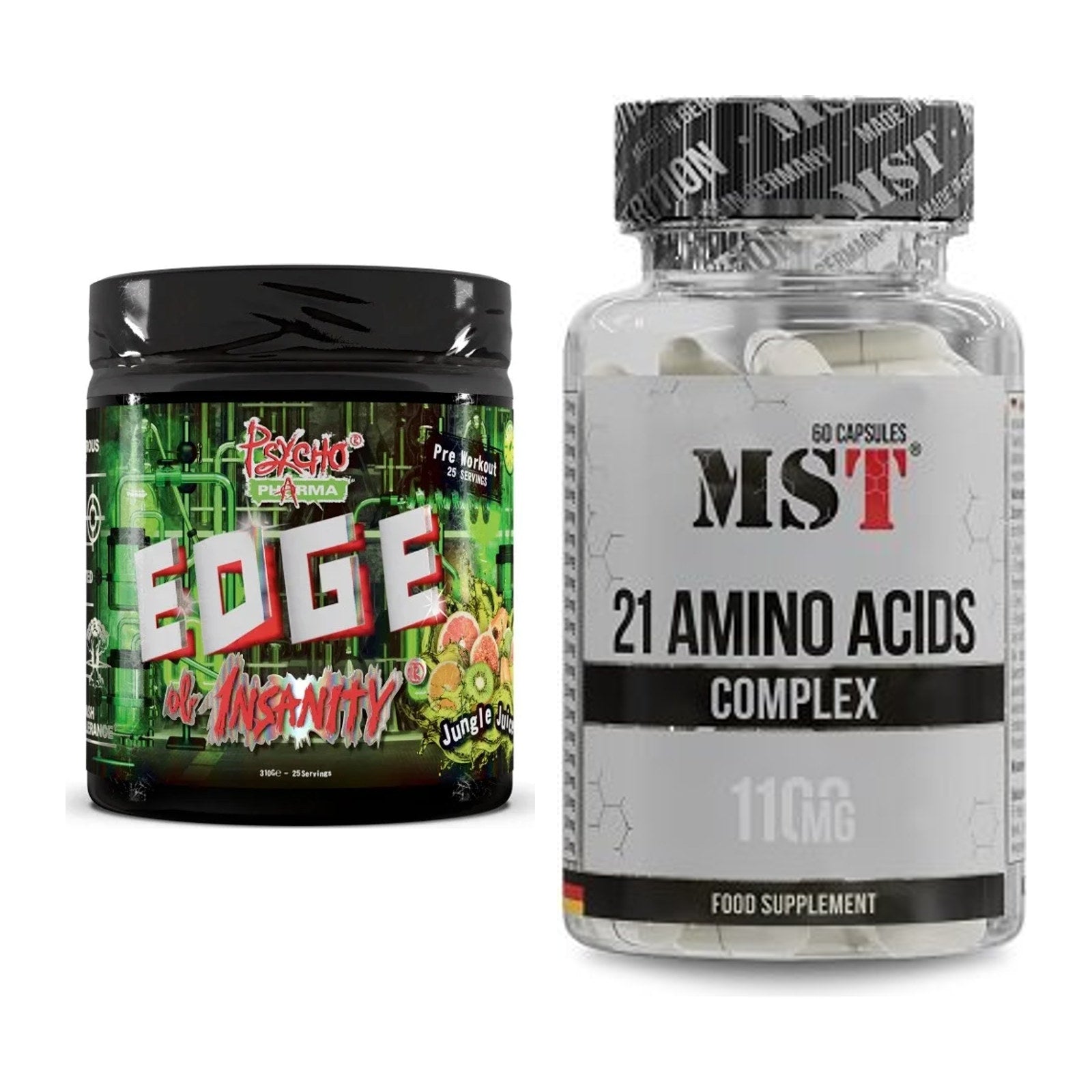 Trainings-Set: Psycho Pharma Edge of Insanity + MST 21 Amino Acids – alle enthaltenen Artikel