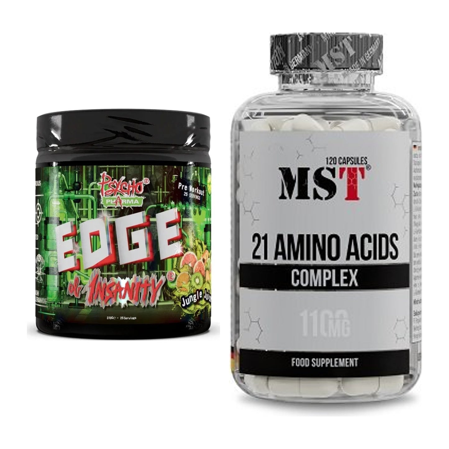 Trainings-Set: Psycho Pharma Edge of Insanity + MST 21 Amino Acids – alle enthaltenen Artikel