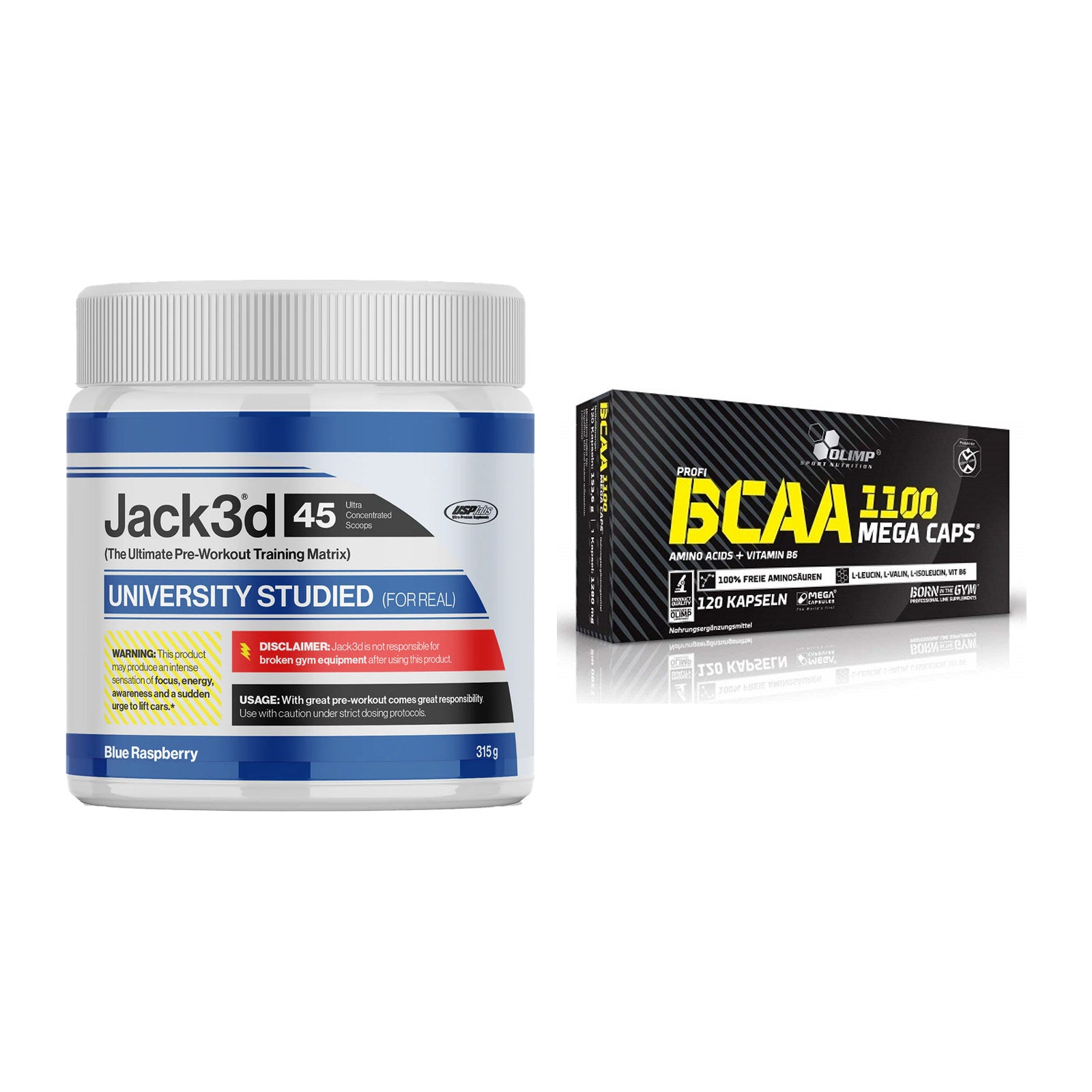 Trainings-Set: USP Labs Jack3d 45 Serv. + Olimp BCAA Mega Caps – alle enthaltenen Artikel