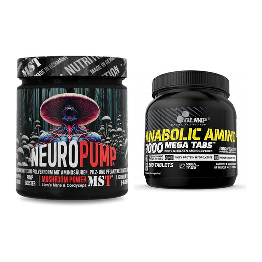 Kit d'entraînement : MST NeuroPump 270g (Rouge + Olimp Anabolic Amino 9000 - tous les éléments inclus
