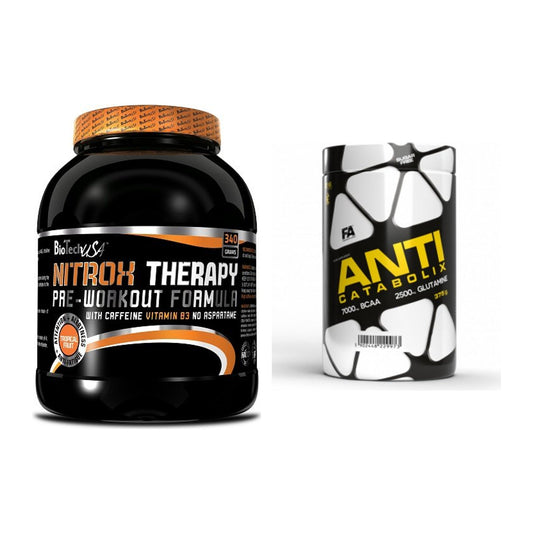 Harjoitussetti: BioTech NitroX Therapy + FA Nutrition Anticatabolix - kaikki tuotteet mukana