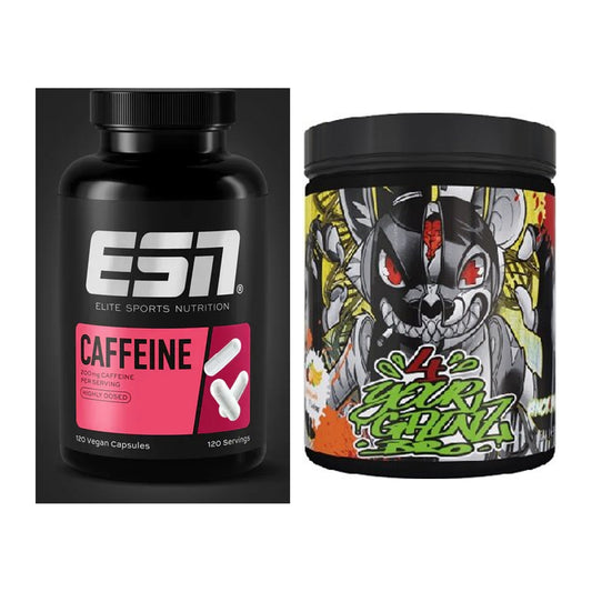 Conjunto de treino: ESN Caffeine Caps + BPS-Pharma EAA's 4Your Gainz Bro - todos os artigos incluídos