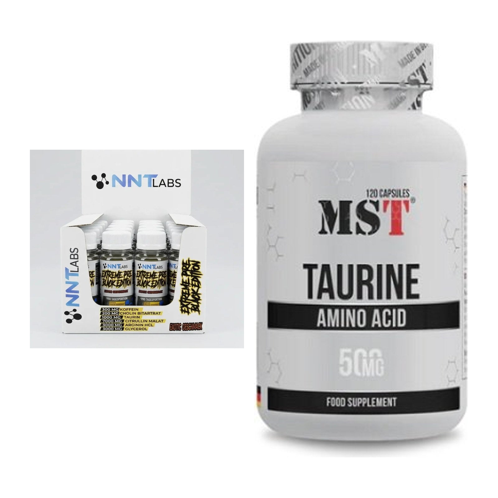 Trainings-Set: NNT Extreme Black Edition Shot + MST Taurine – alle enthaltenen Artikel