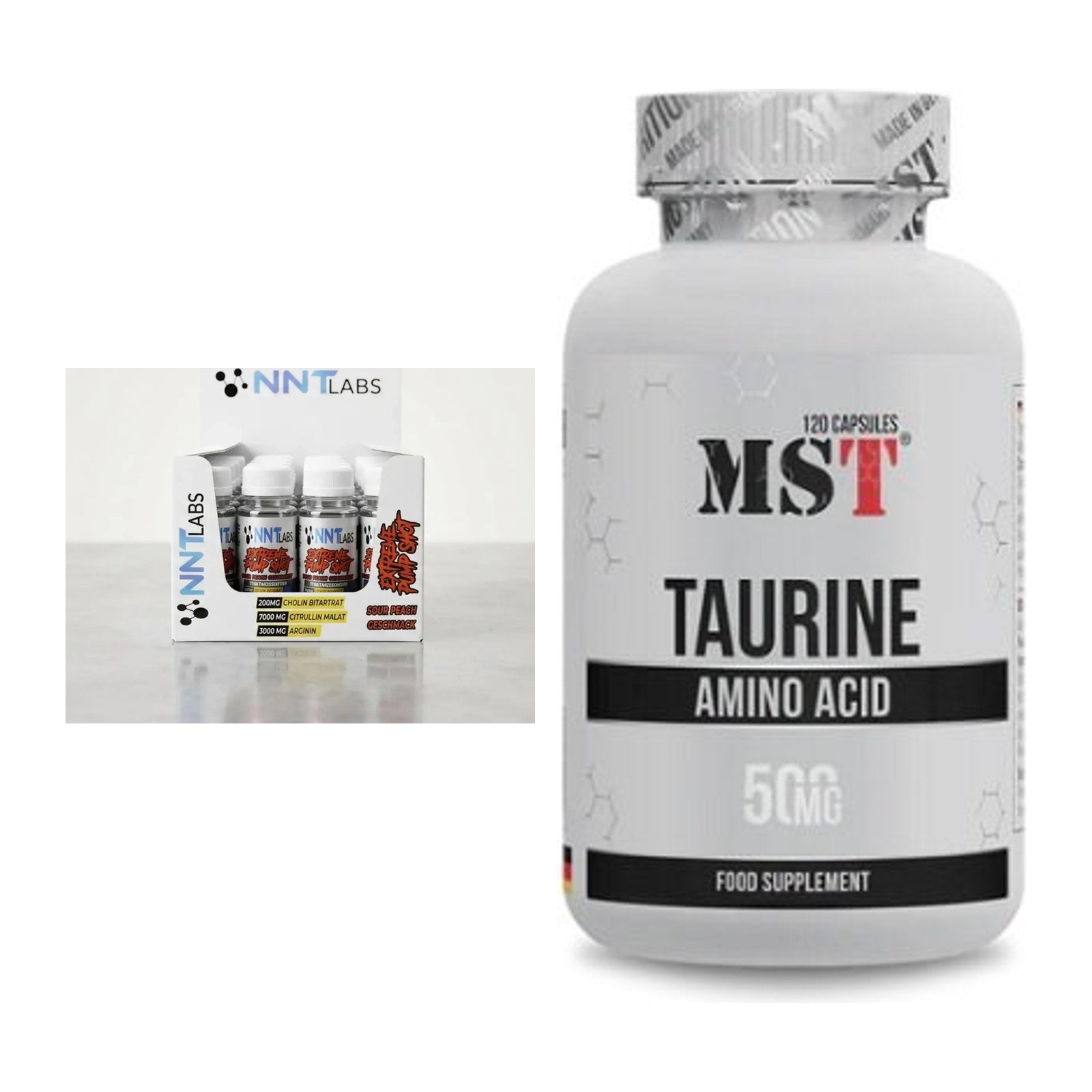 Trainings-Set: NNT Extreme Pump Shot + MST Taurine – alle enthaltenen Artikel