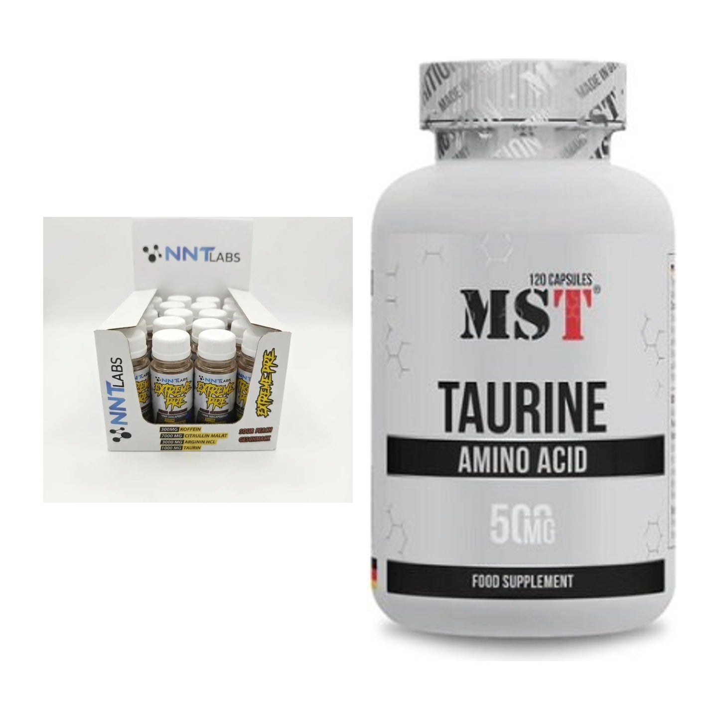 Trainings-Set: NNT Extreme Pre-Workout Shot + MST Taurine – alle enthaltenen Artikel