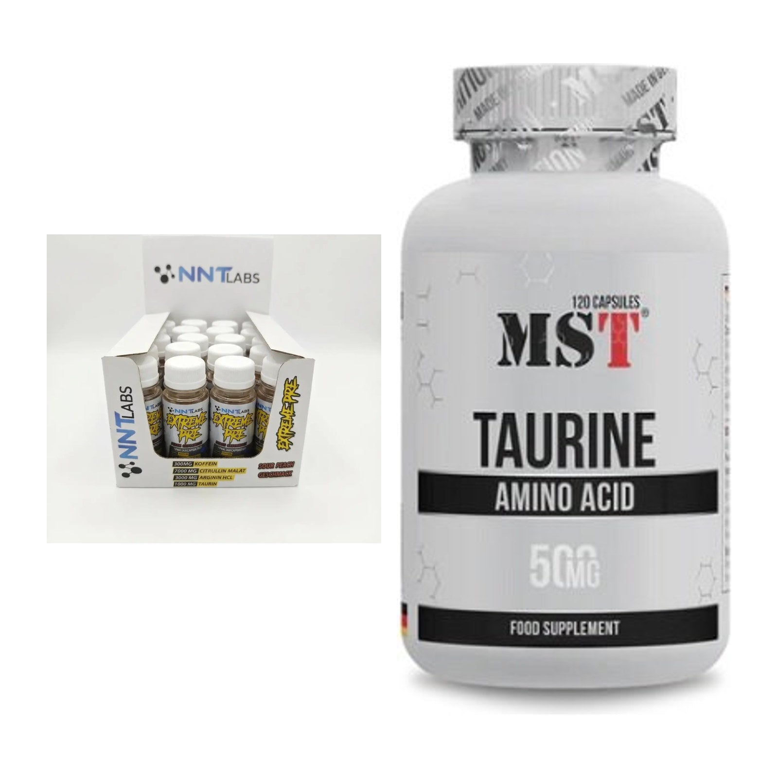 Trainings-Set: NNT Extreme Pre-Workout Shot + MST Taurine – alle enthaltenen Artikel