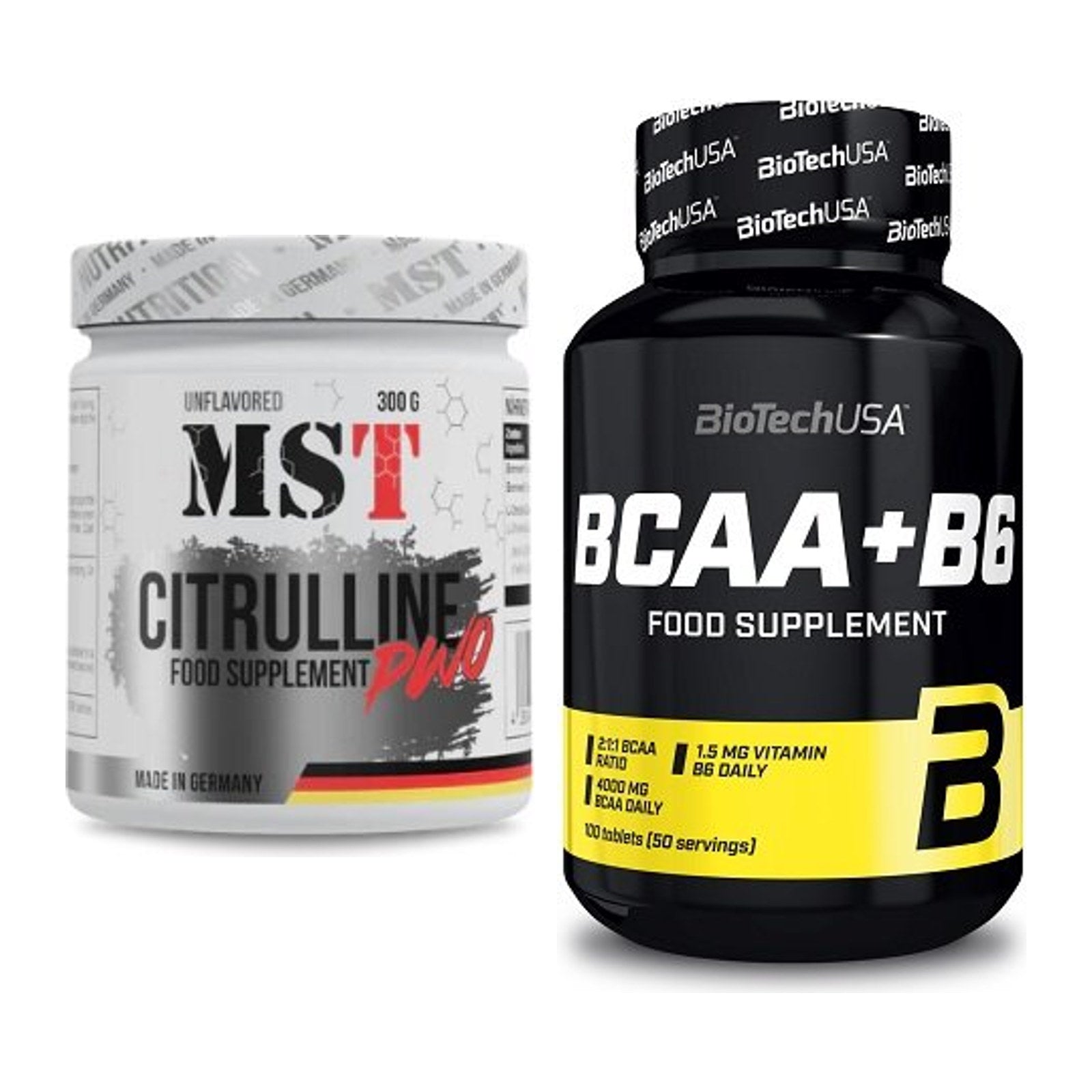Trainings-Set: MST Citrulline Malat 300g + BioTech BCAA+B6 100 Tabl – alle enthaltenen Artikel