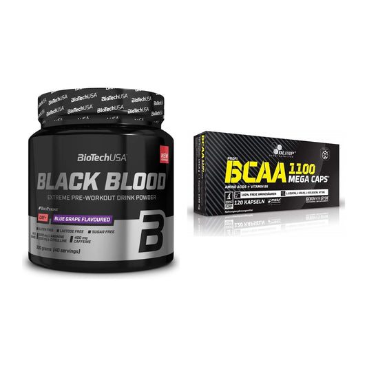 Trainings-Set: BioTech Black Blood CAF + Olimp BCAA Mega Caps – alle enthaltenen Artikel