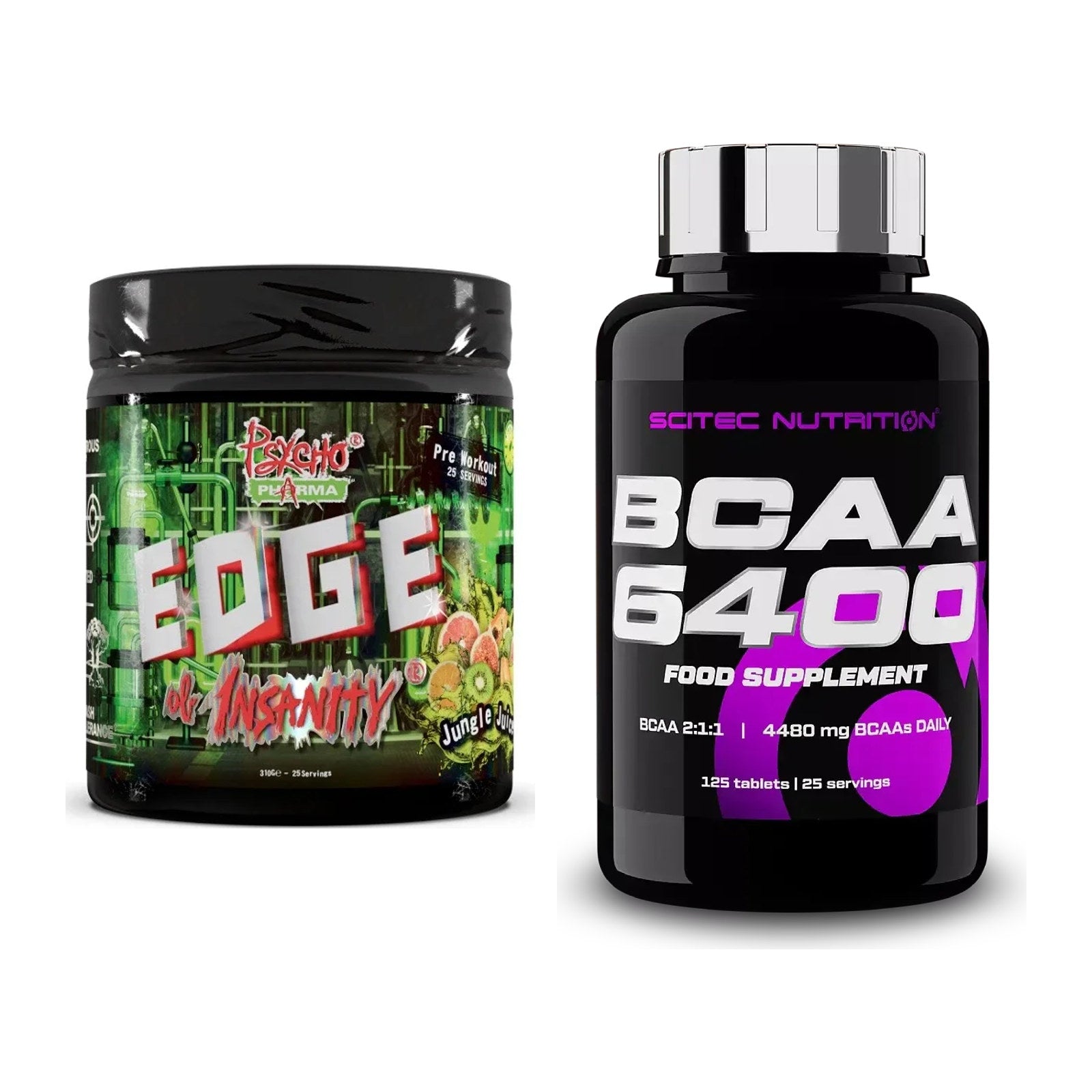 Trainings-Set: Psycho Pharma Edge of Insanity + Scitec BCAA 6400 – alle enthaltenen Artikel