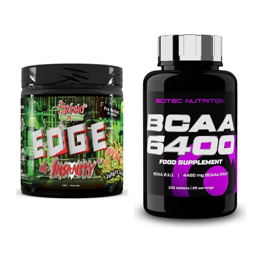 Trainings-Set: Psycho Pharma Edge of Insanity + Scitec BCAA 6400 – alle enthaltenen Artikel