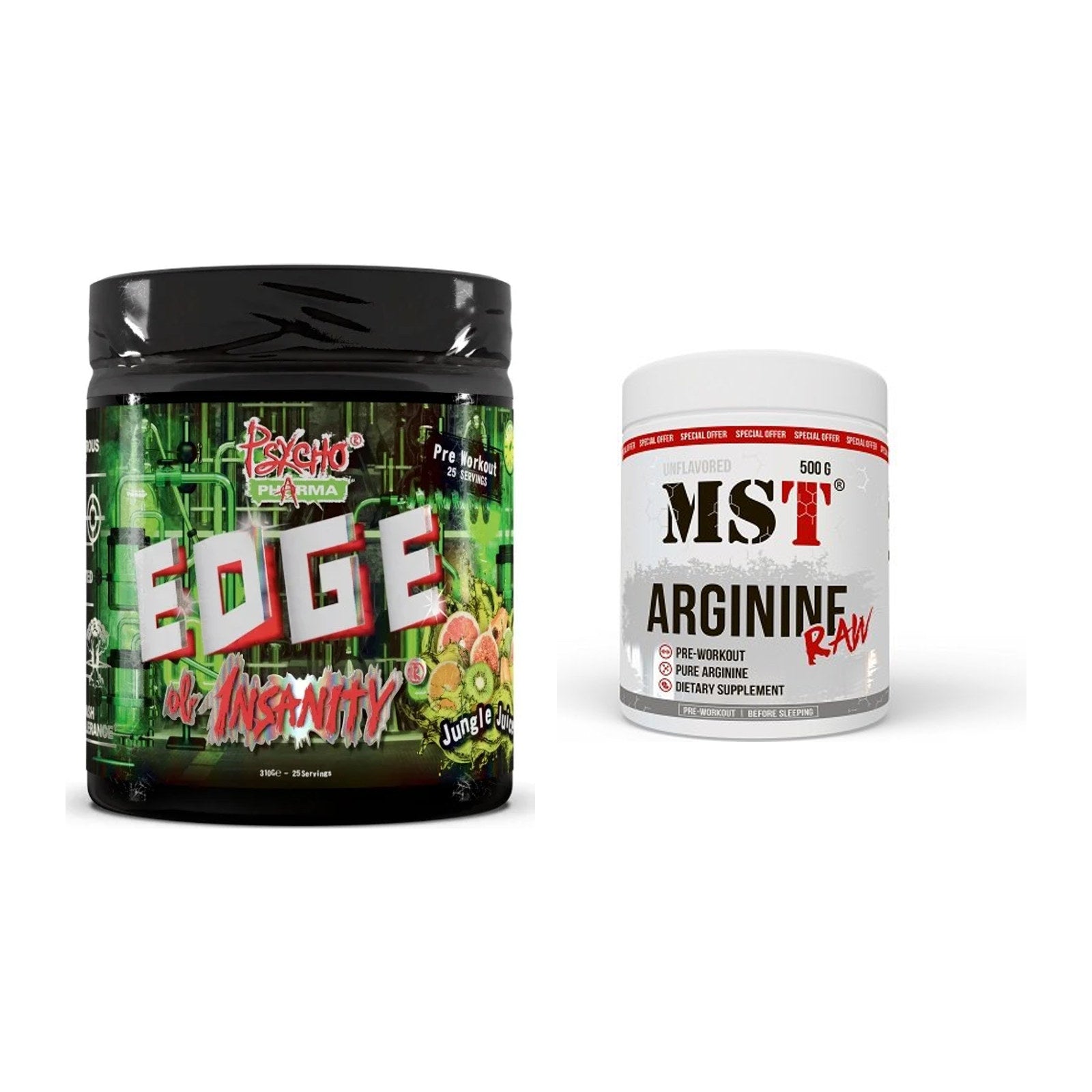 Trainings-Set: Psycho Pharma Edge of Insanity + MST Arginine RAW – alle enthaltenen Artikel