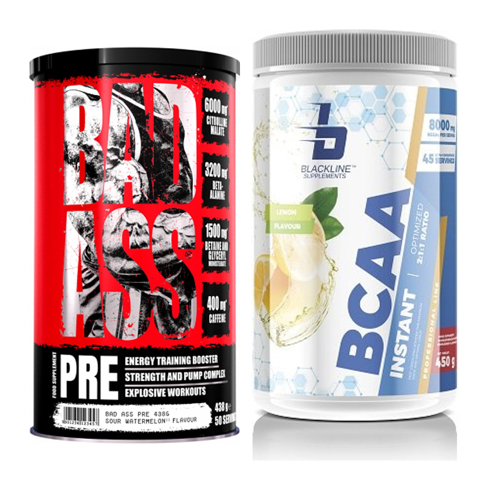 Trainings-Set: BAD ASS Pre + Blackline Supplements BCAA Instant – alle enthaltenen Artikel