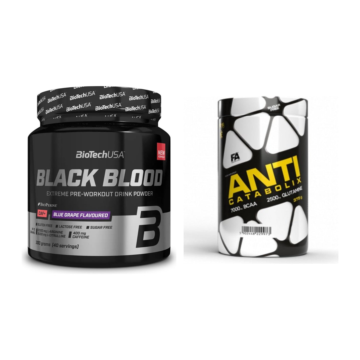 Trainings-Set: BioTech Black Blood CAF + FA Nutrition Anticatabolix – alle enthaltenen Artikel