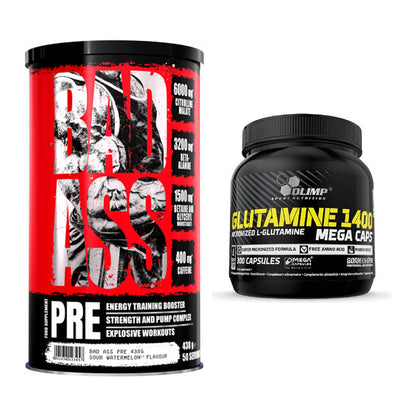Trainings-Set: BAD ASS Pre + Olimp L-Glutamine Mega Caps – alle enthaltenen Artikel