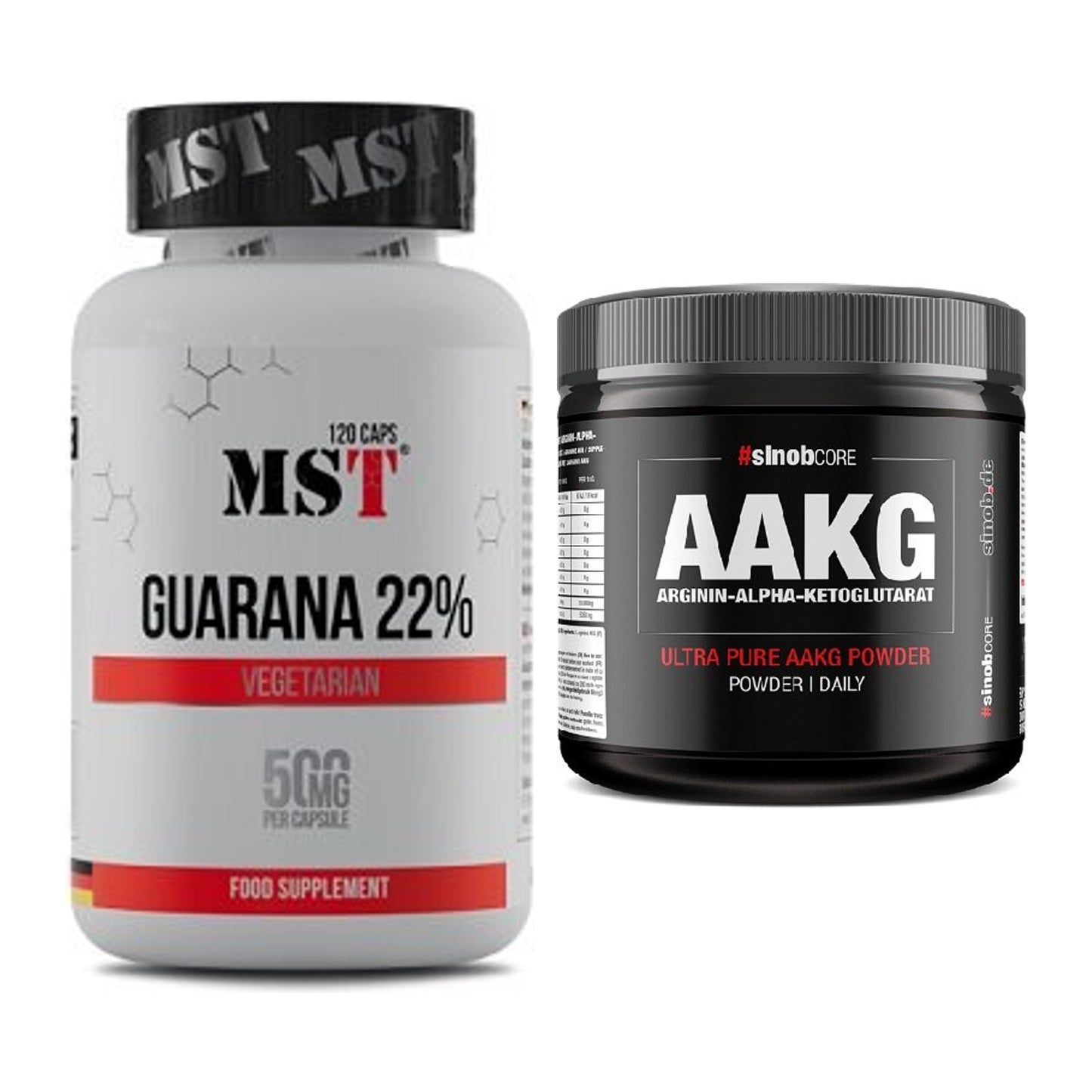 Trainings-Set: MST Guarana 22% + Sinob Core Arginin AAKG Pulver – alle enthaltenen Artikel