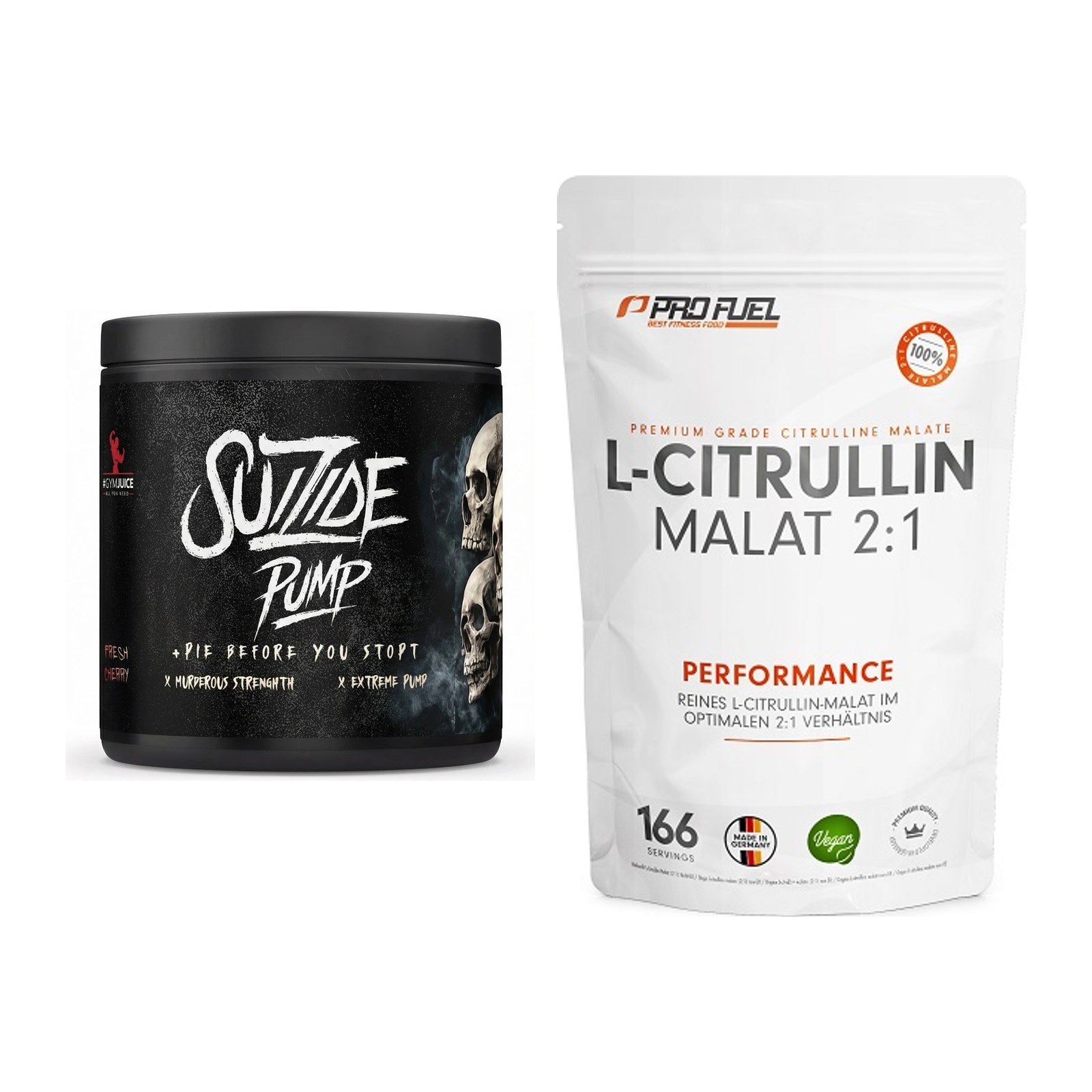 Trainings-Set: #GYMJUICE SUIZIDE PUMP + ProFuel L-Citrullin Malat – alle enthaltenen Artikel