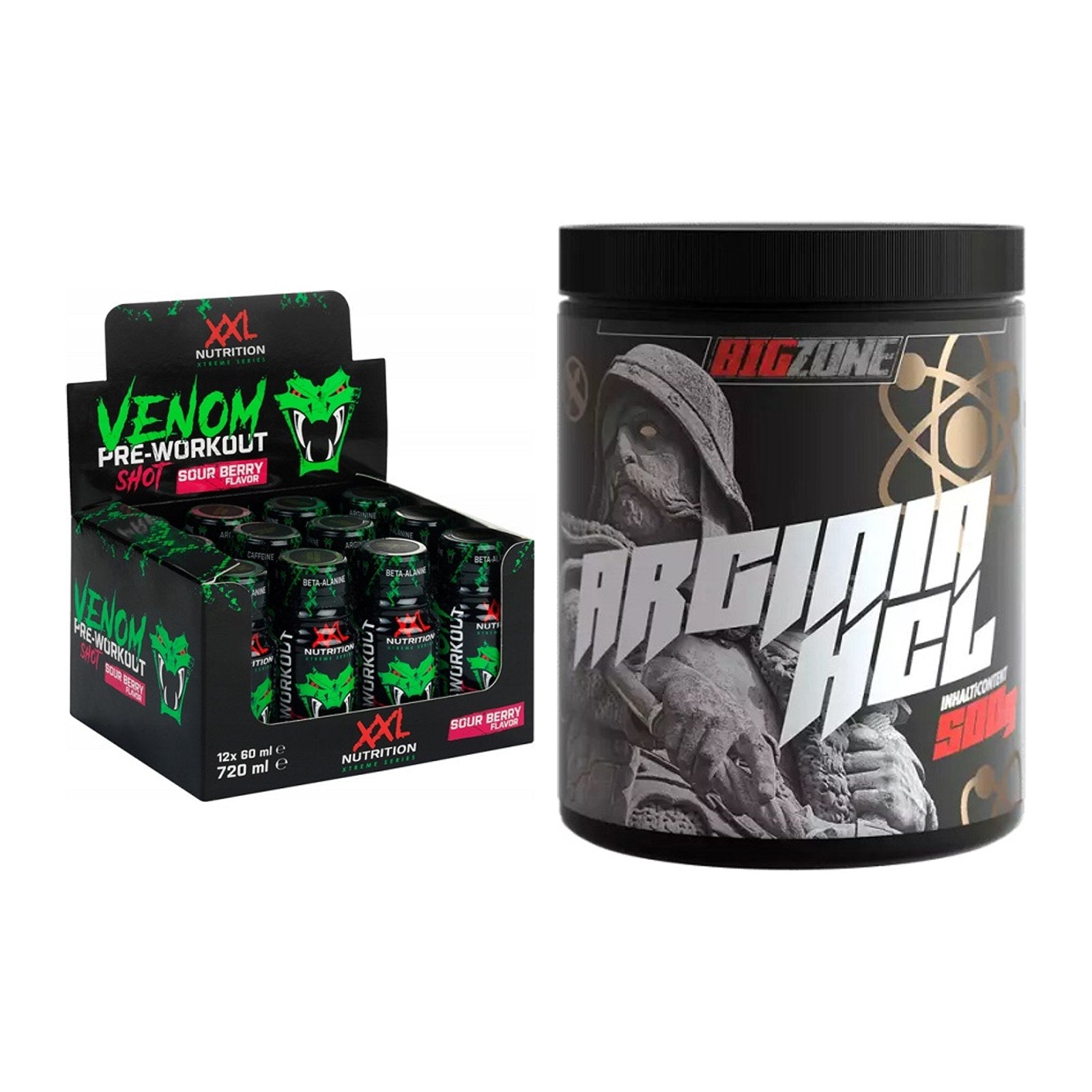 Trainings-Set: XXL Nutrition Venom Shot + Big Zone Arginine HCl – alle enthaltenen Artikel