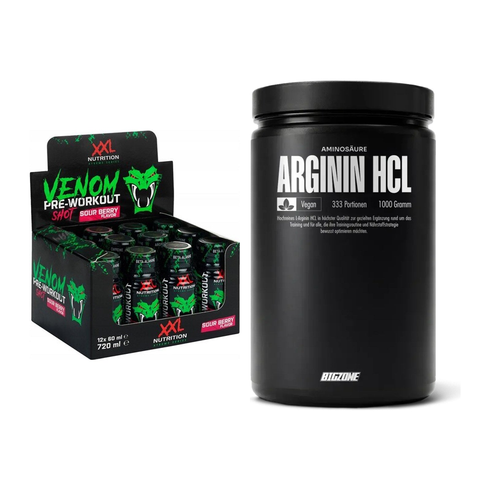 Trainings-Set: XXL Nutrition Venom Shot + Big Zone L-Arginin – alle enthaltenen Artikel