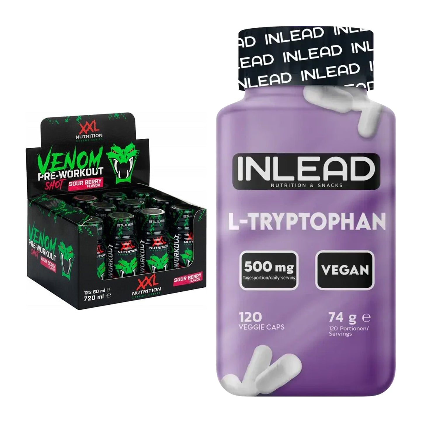 Trainings-Set: XXL Nutrition Venom Shot + INLEAD L-Tryptophan 500mg – alle enthaltenen Artikel