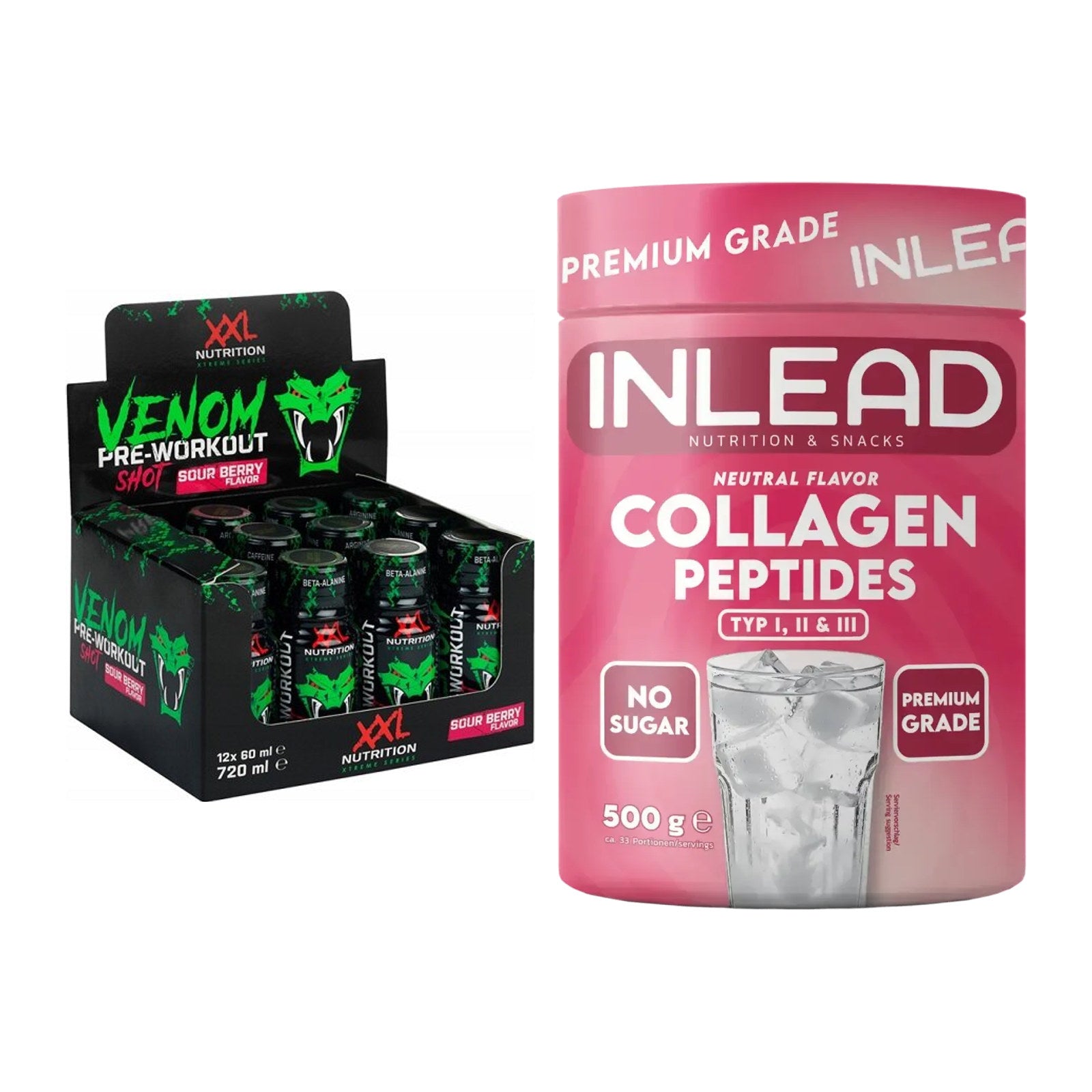 Trainings-Set: XXL Nutrition Venom Shot + INLEAD Collagen Peptides – alle enthaltenen Artikel