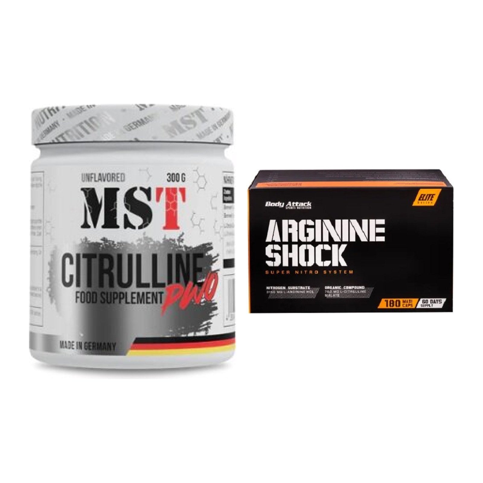 Trainings-Set: MST Citrulline Malat 300g + Body Attack Arginine Shock – alle enthaltenen Artikel