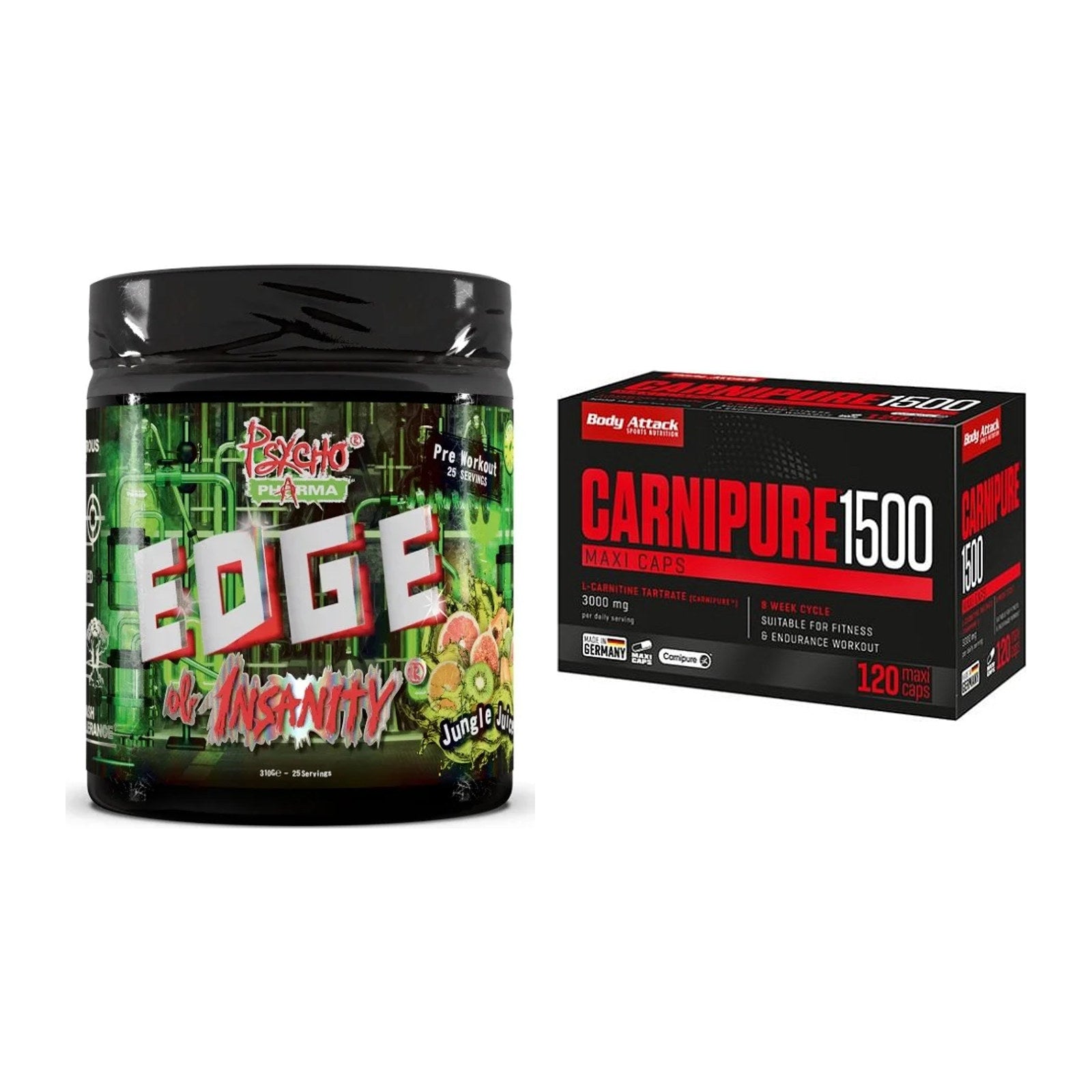 Trainings-Set: Psycho Pharma Edge + Body Attack Carnipure 1500 – alle enthaltenen Artikel