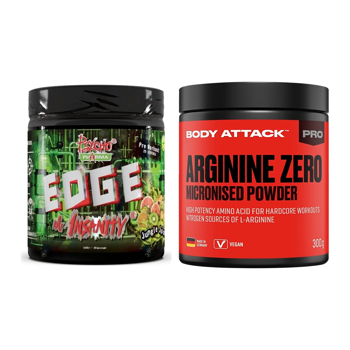 Trainings-Set: Psycho Pharma Edge + Body Attack 100 % Arginine – alle enthaltenen Artikel