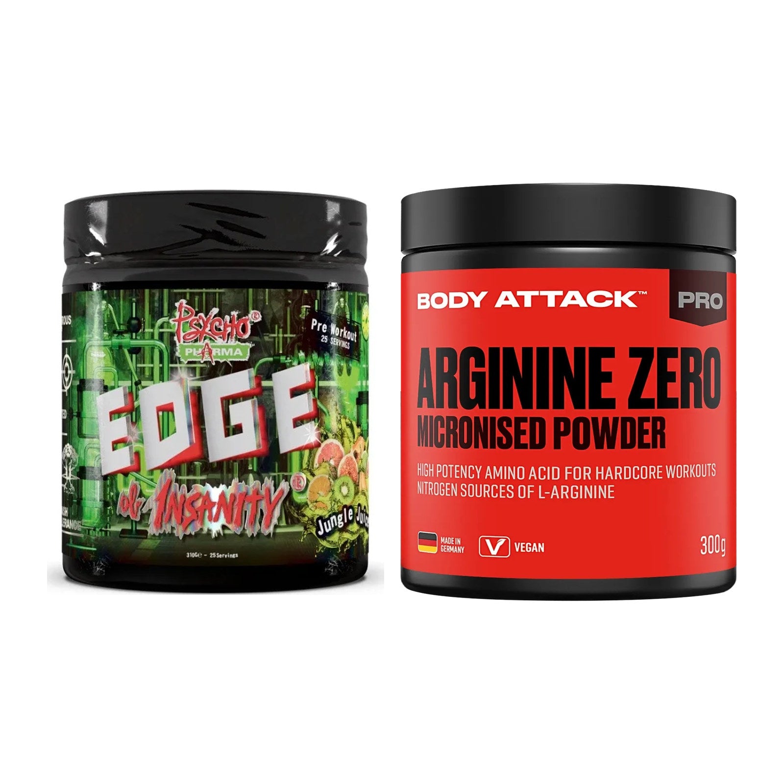 Trainings-Set: Psycho Pharma Edge + Body Attack 100 % Arginine – alle enthaltenen Artikel