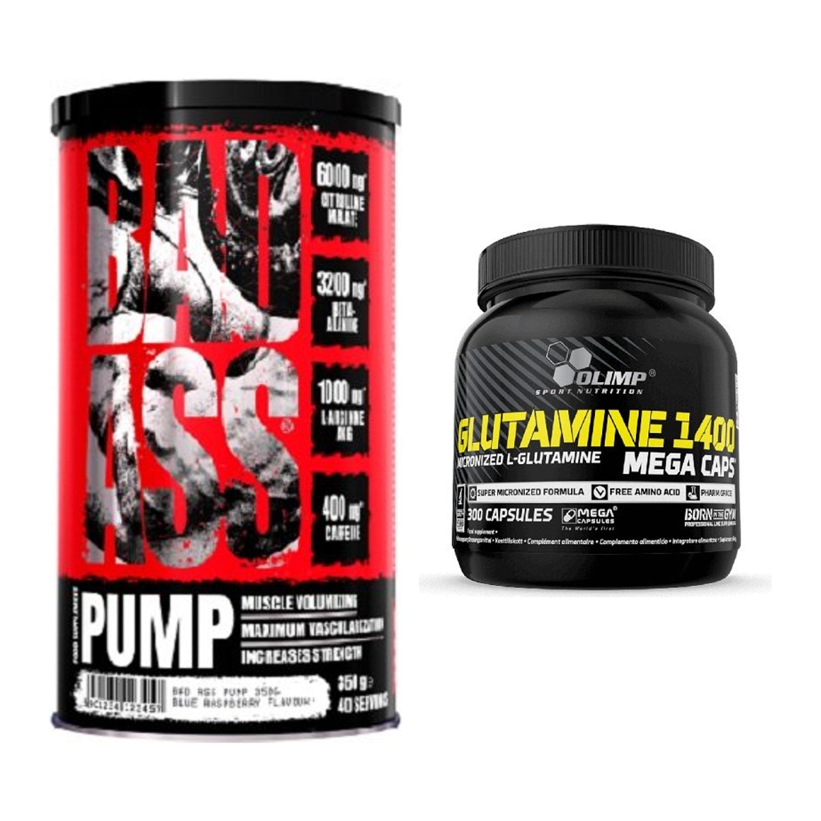 Trainings-Set: BAD ASS Pump + Olimp L-Glutamine Mega Caps – alle enthaltenen Artikel