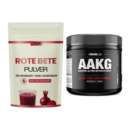 Trainings-Set: FGN Rote Beete Pulver + Sinob Core Arginin AAKG Pulver – alle enthaltenen Artikel