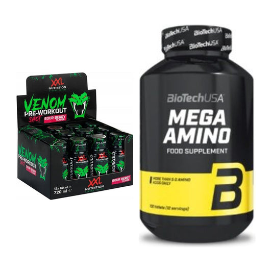 Trainings-Set: XXL Nutrition Venom Shot + BioTech Mega Amino – alle enthaltenen Artikel