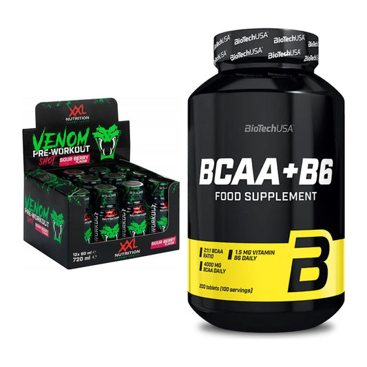 Trainings-Set: XXL Nutrition Venom Shot + BioTech BCAA+B6 200 Tabl – alle enthaltenen Artikel